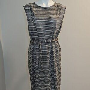 Loft women’s Striped Tie Waist Sleeveless Dress - Size Large
